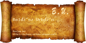 Belász Urbán névjegykártya